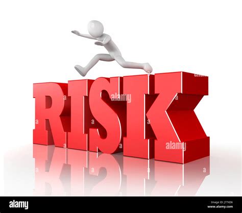 Icon Man Man Takes A Risk Jumps Over The Word Risk 3d Illustration