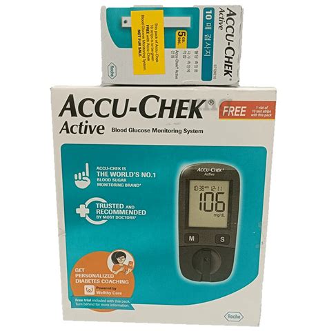 Accu Chek Active Blood Glucose Monitoring System Free Vial Of