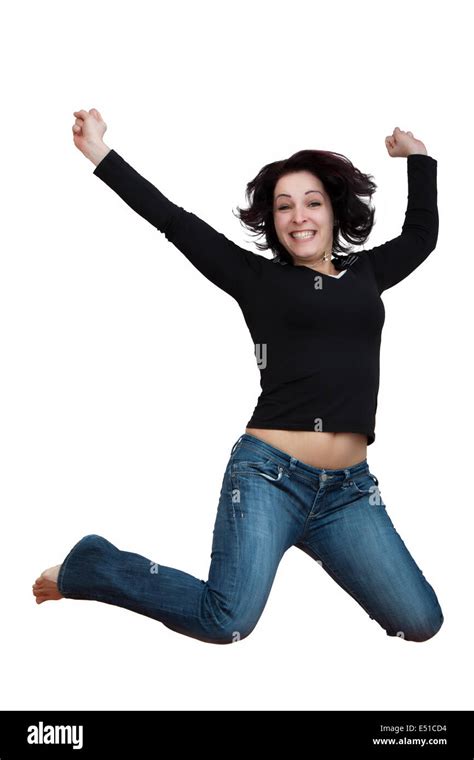 Woman Leaping Up Stock Photo Alamy