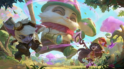 yordle teemo with tristana and lulu league of legends lol 4k wallpaper download