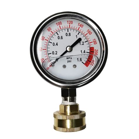 Buy Stainless Steel 304 Liquid Filled Water Pressure Test Gauge 0 220psi 2 12 Dial Display