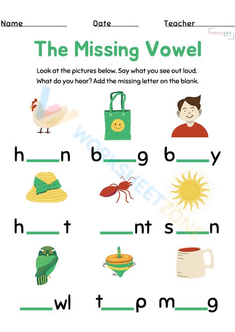 The Missing Vowel Worksheet Zone