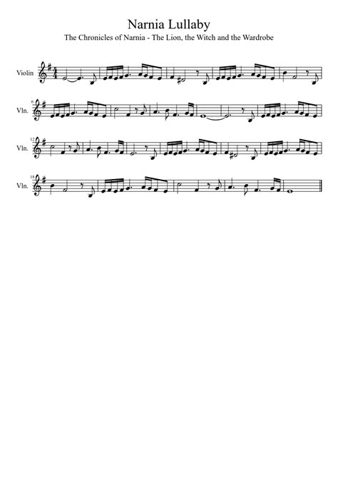 A Narnian Lullaby Violin Sheet Music Download Free In Pdf Or Midi