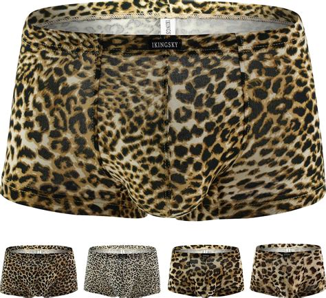 Buy IKingksy Men S Leopard Boxer Briefs Pouch Trunk Low Rise Bluge