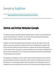 Extrinsic And Intrinsic Motivation Example Doc Pdf Example By