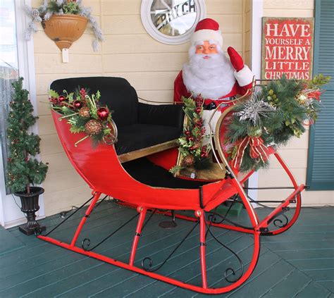 Christmas Sleigh And Santa Christmas Yard Decorations Christmas Sleigh