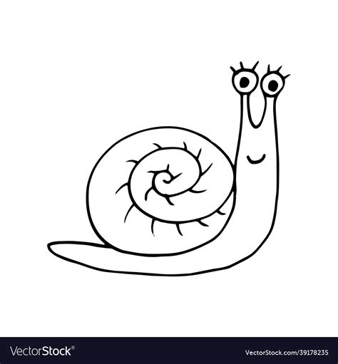 Snail Hand Drawn Doodle Scandinavian Nordic Vector Image