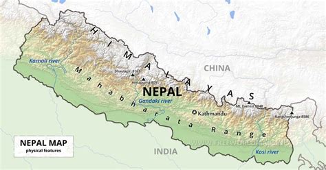 Nepal Physical Map