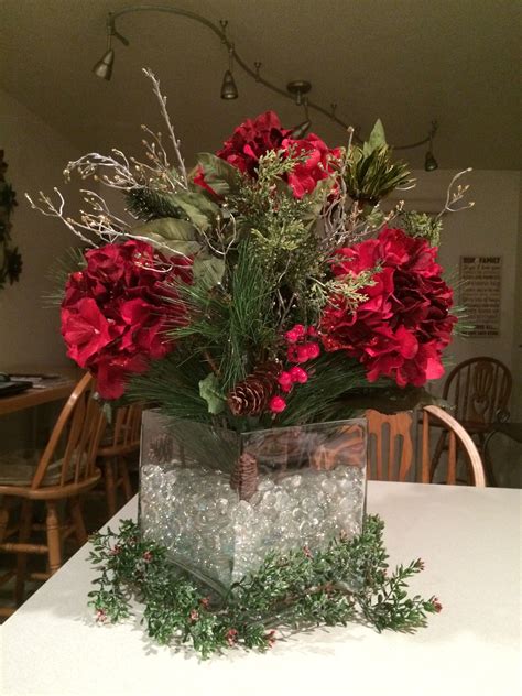 Festive Winter Holiday Centerpiece With Pine Holiday Centerpieces