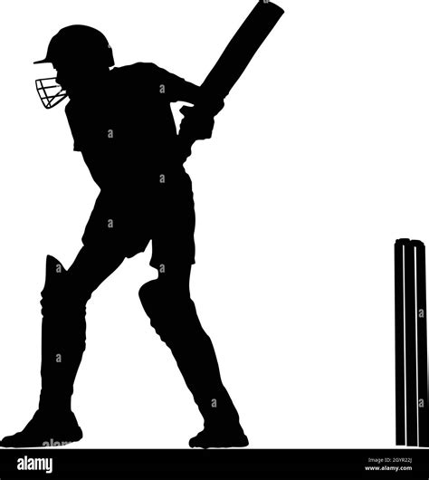 Vector Silhouette Of A Cricket Batsman Stock Vector Image And Art Alamy