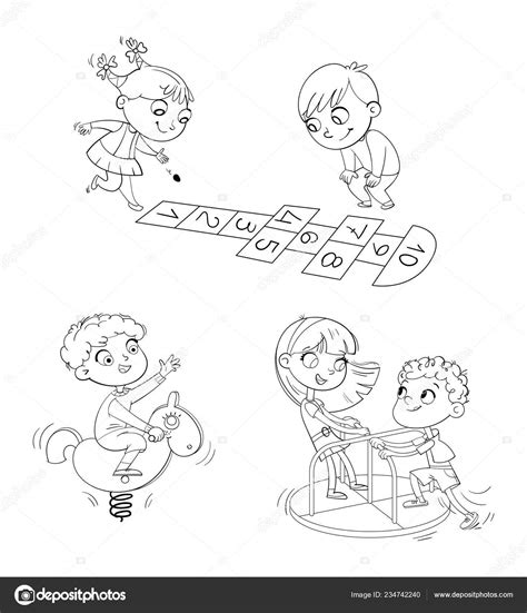 Cómo jugar a la rayuela con los niños, las normas de este juego tradicional. Imagenes De Niños Jugando Rayuela Para Colorear - Impresion gratuita