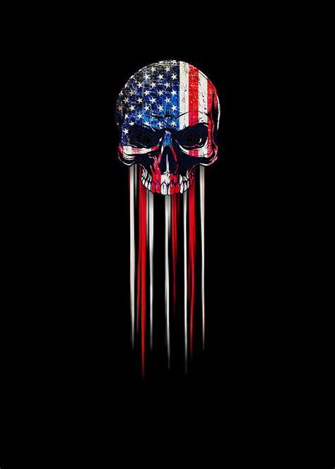 Skull American Flag Patriotic Vintage July 4th Painting By Tony Rubino