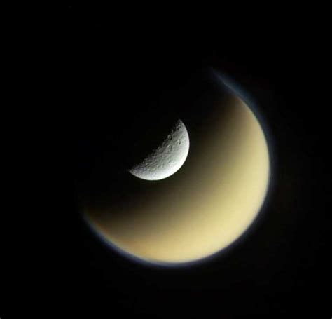 Wordlesstech Rhea And Titan Saturns Largest Moons