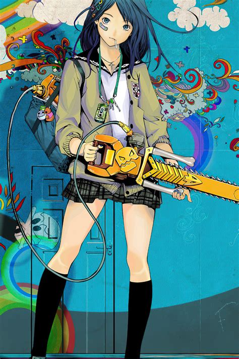 The best gifs are on giphy. 640x960 Anime Girl With Chainsaw 4k iPhone 4, iPhone 4S HD 4k Wallpapers, Images, Backgrounds ...