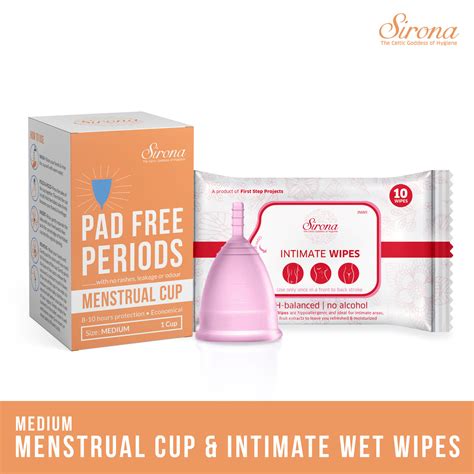 Buy Sirona Reusable Menstrual Cup Medium With Intimate Wipes For Your