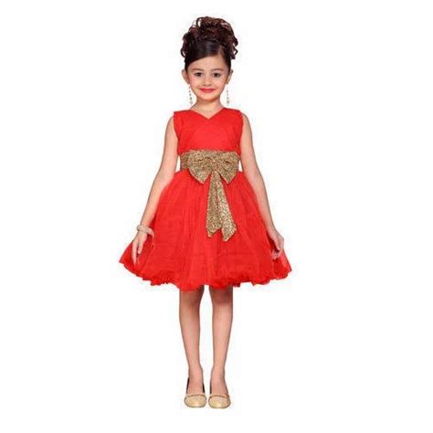 Sleeveless Red Girls Party Wear Frock For Kids Size 16 30 At Rs