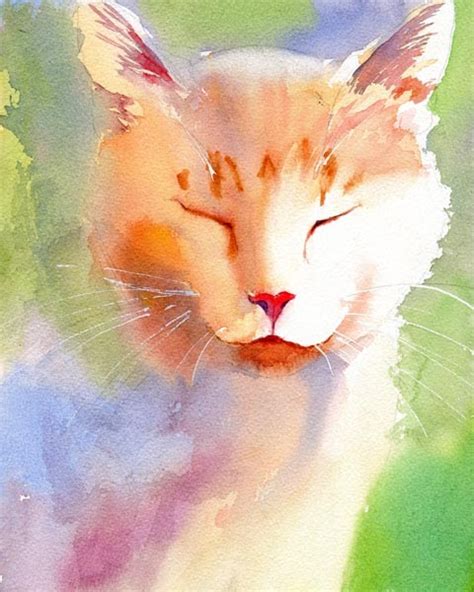 Rachels Studio Blog New Art By Rachel Watercolor Cat Painting