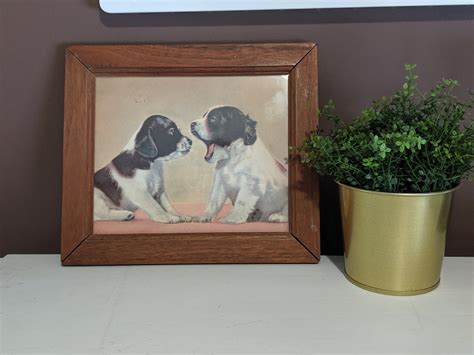 Vintage Puppy Framed Wall Art Etsy