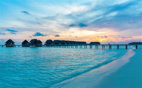download wallpapers maldives coast indian ocean summer bungalow beach resort for desktop