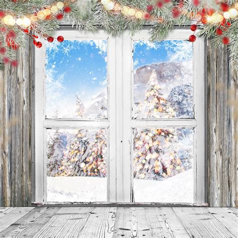 Window Snow Scenery Christmas Backdrops For Photography Dbd 19327