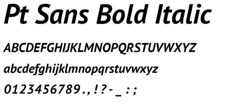 Pt Sans Bold Italic Font Basic Sans Serif