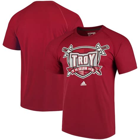 Troy University Trojans Adidas School Logo Ultimate T Shirt Cardinal