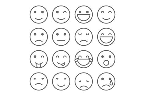 Emoji Faces Simple Icons Illustrator Graphics ~ Creative Market