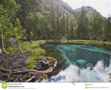 Geyser Mountain Lake With Blue Clay Altai Russia Stock Photo Image