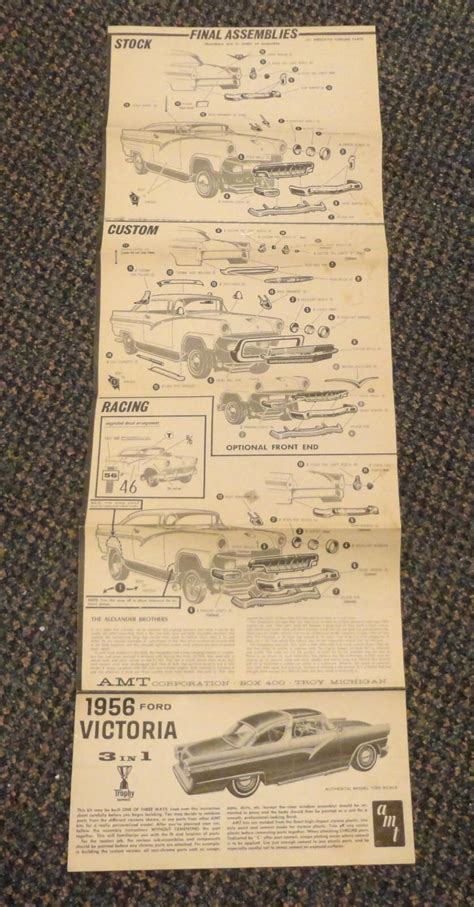 1956 Ford Victoria Trophy Series Amt Model Car Kit Directions 2156 6 Ebay