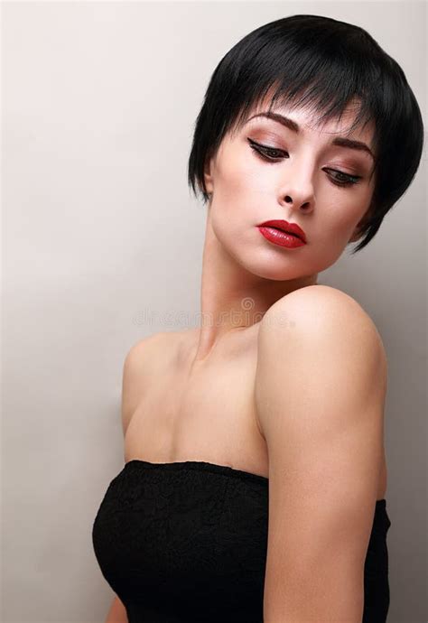 Woman With Black Short Hair Styly Looking Stock Image Image 40706977