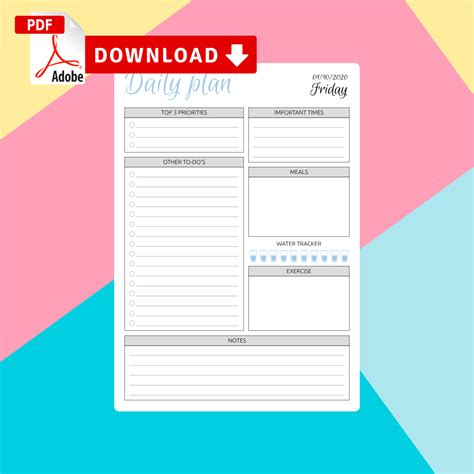 Daily Planner Templates Printable Download Pdf