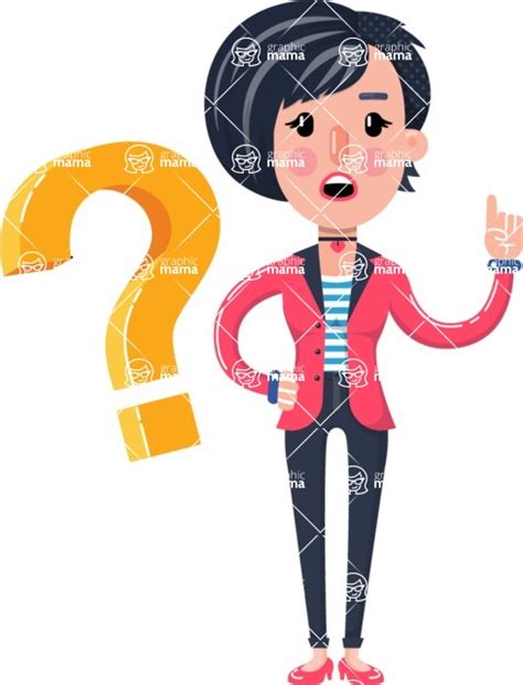 Cartoon Girl With Short Hair 112 Illustrations With Question Mark