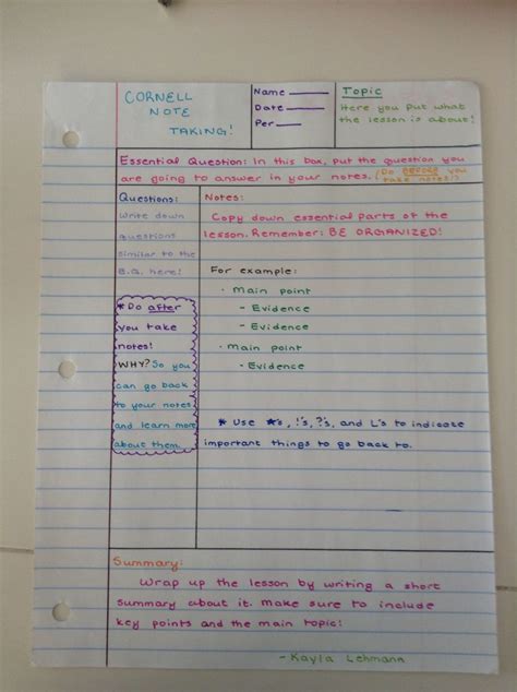 How To Take Cornell Notes School Organization Notes Study Smarter
