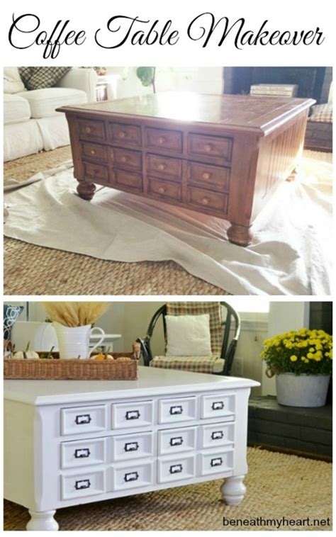 You're totally going to want to redo your coffee table after seeing this. Coffee Table Makeover - Beneath My Heart