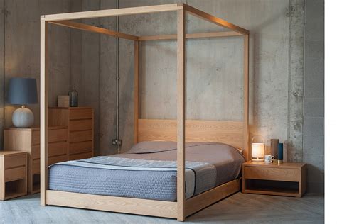 Cube Modern Four Poster Bed Natural Bed Company