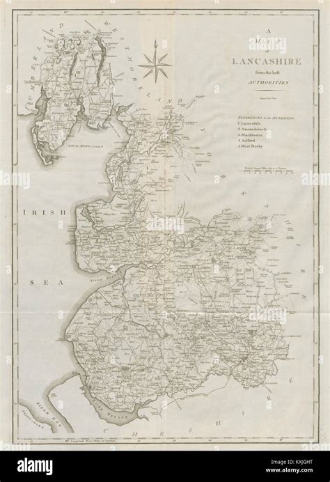 A Map Of Lancashire From The Best Authorities County Map Cary Old Stock Photo Alamy