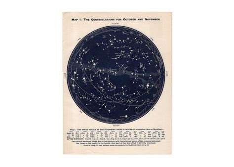 C 1955 October November And December Star Map Constellations Map