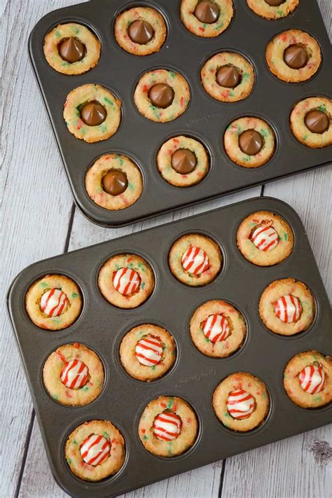 Christmas Sugar Cookie Cups With Hersheys Kisses In Mini Muffin Tins