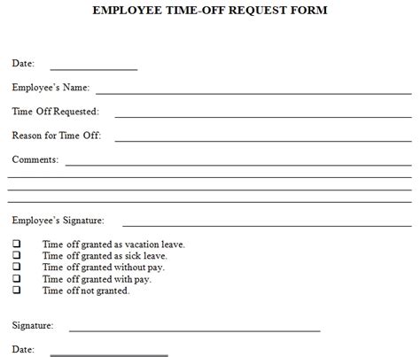 Free Printable Time Off Request Forms And Templates Word Pdf Best
