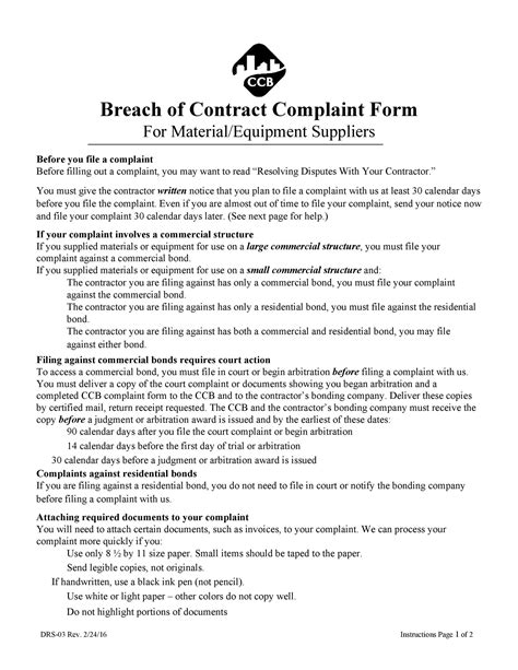 Breach Of Contract Letter Template Free Hot Sex Picture