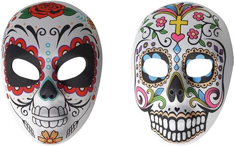Toyandona 2pcs Day Of The Dead Mask Sugar Skull Full Face Mask Mexican