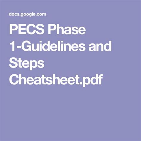 Pecs Phase 1 Guidelines And Steps Cheatsheetpdf Pecs Guidelines Step