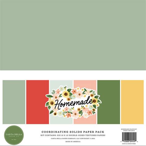 Carta Bella Paper Homemade Collection 12 X 12 Paper Pack Solids