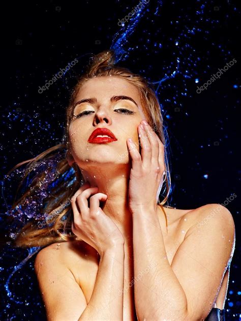 Wet Woman Face With Water Drop Stock Photo By Poznyakov 33926977