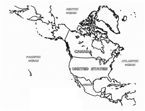 Dibujos de Mapa de América del Norte para Colorear para Colorear Pintar e Imprimir Dibujos