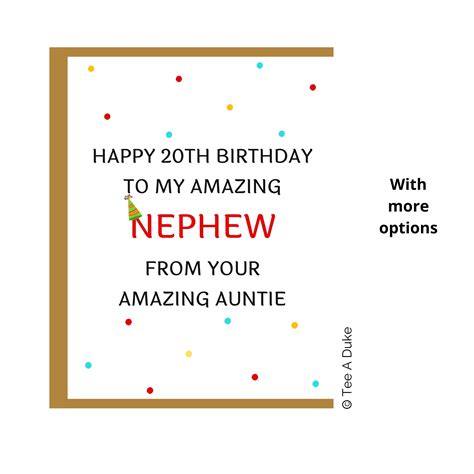 20th Birthday Card For Nephew Nephew 20th Birthday Card Etsy