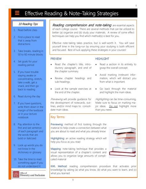 Effective Reading And Note Taking Strategies