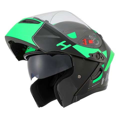 Hnj 852 Mens Modular Motorcycle Helmet Full Face Dual Visor Motor Open