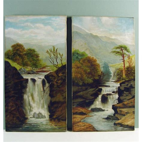 Antique Waterfall Landscape Paintings 1890s A Pair Chairish