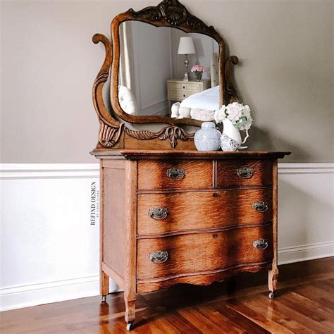 Antique Tiger Oak Dresser With Mirror Dressesxd